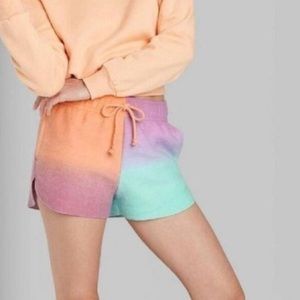NWT Purple Ombré Orange Blue Tie Dye Fleece Shorts Soft Colorful New Wild Fable